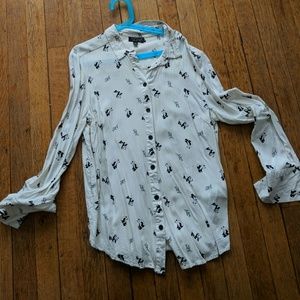 Topshop panda button-down